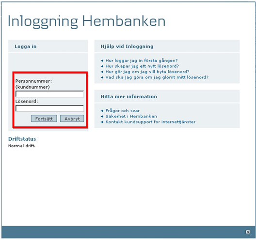 Logga in i Hembanken