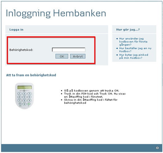 Logga in i Hembanken
