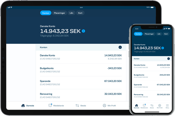 danske bank bankkonto på mobil och tablet