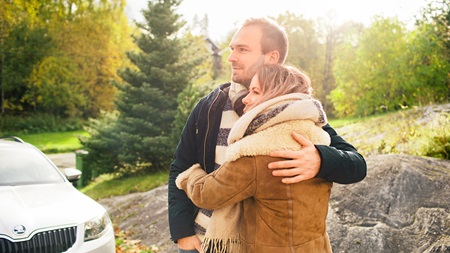 couple hugging outdoor